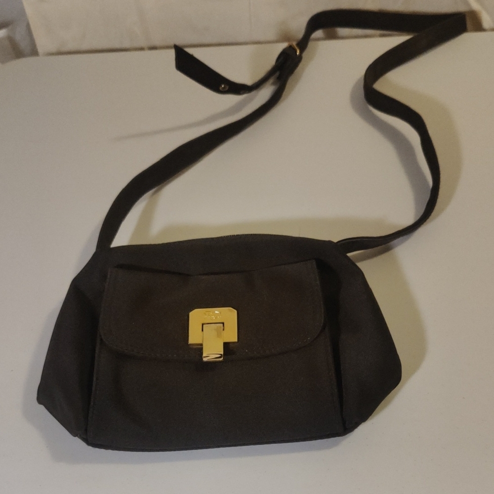 Liz Claiborne Elegant Dark Brown Small Size Crossbody with Gold Accent
